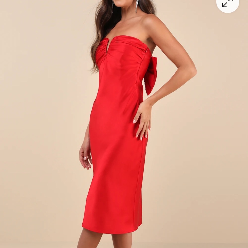 Lulu's Vibrant Red Strapless Dress
